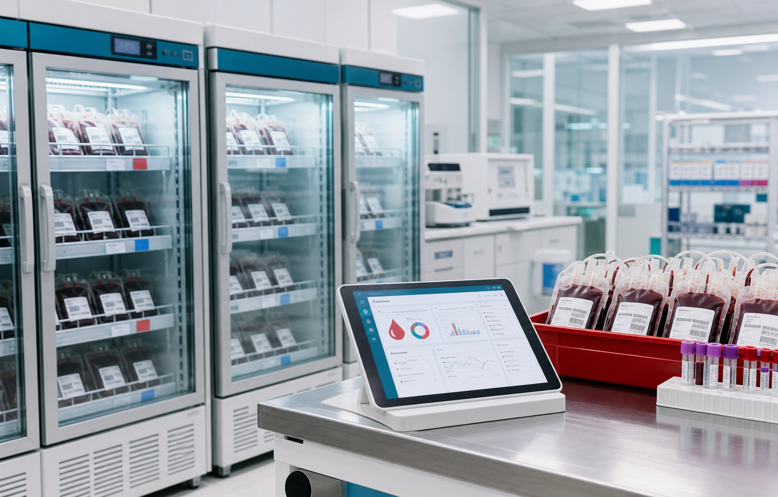 Blood bank storage and dashboard operations
